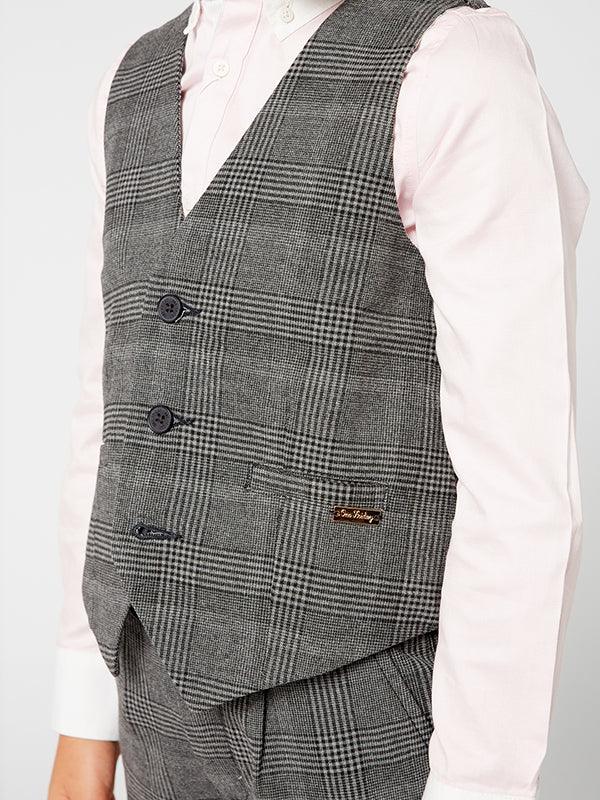 One Friday Grey Checks Waist Coat - One Friday World