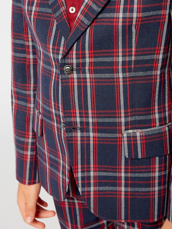 One Friday Red And Blue Check Pattern Blazer - One Friday World