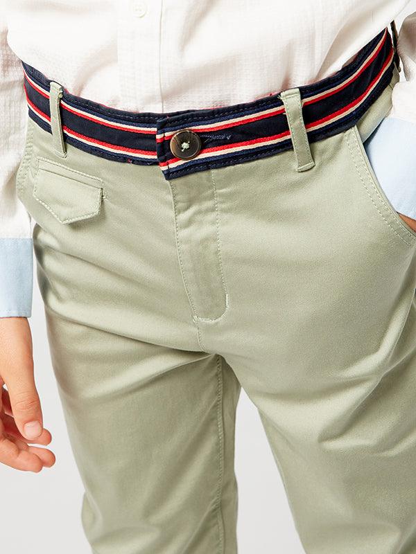 One Friday Green Pants with Belt style waistband - One Friday World