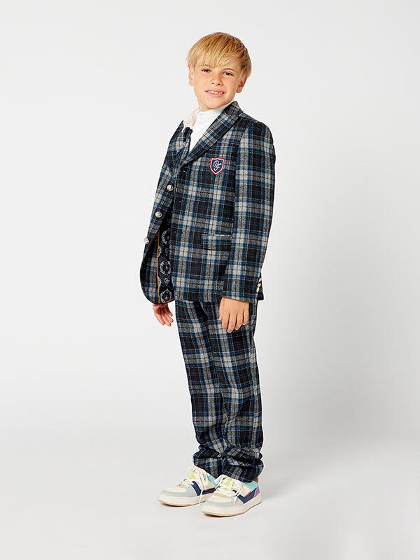 One Friday Blue Checks 3 Piece Suit - One Friday World