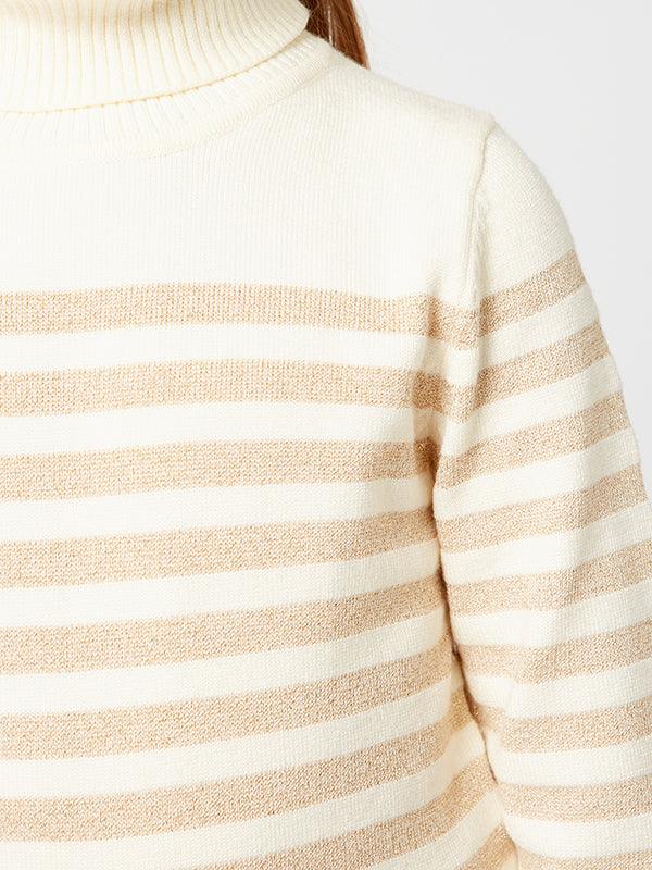 Off White Gold Lurex Stripes Jumper - One Friday World