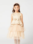 One Friday Gold Dress With Big Bow - One Friday World