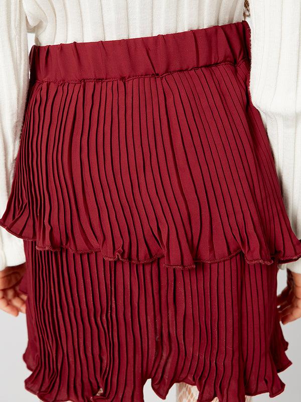 One Friday Wine Pleated Skirt - One Friday World