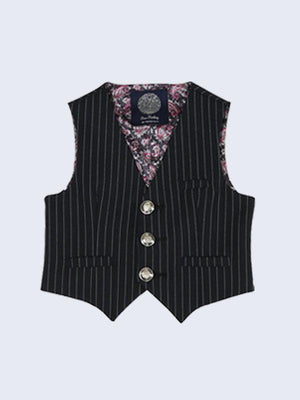 One Friday Black Striped Waist Coat - One Friday World