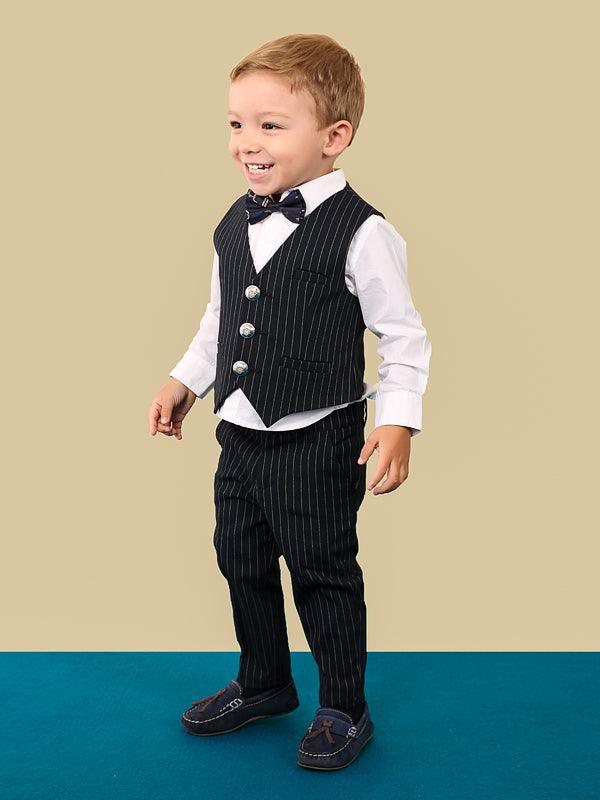 One Friday Black Infant Striped Waist Coat - One Friday World