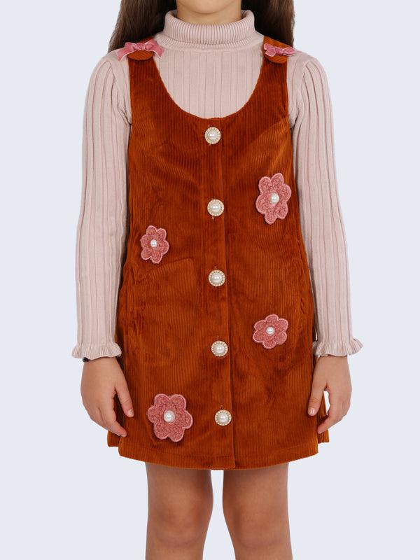 One Friday Brown Sleeveless Corduroy Dress - One Friday World