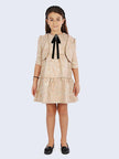 One Friday Beige and Gold Frill Dress with Shrug - One Friday World