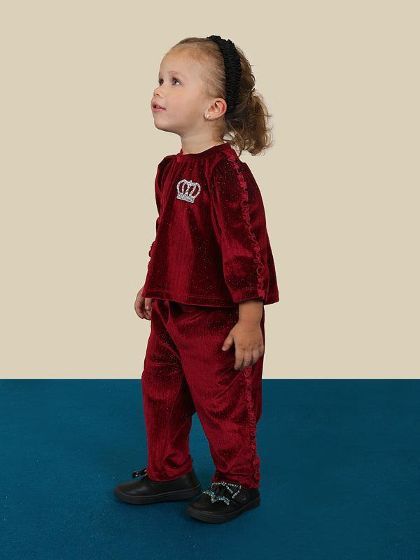 One Friday Burgundy Velvet Infant Trouser - One Friday World