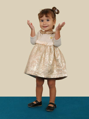 One Friday Gold and Beige Frill Dress - One Friday World