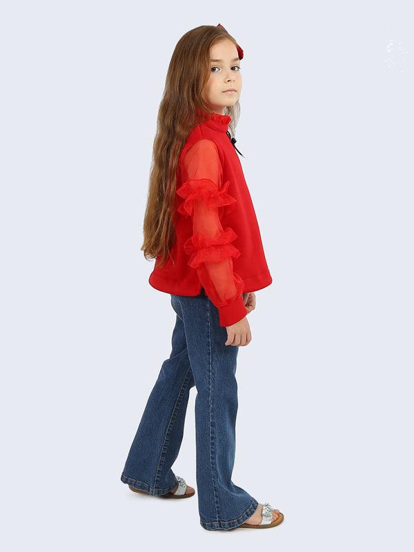 One Friday Red Frill Sleeve Top - One Friday World