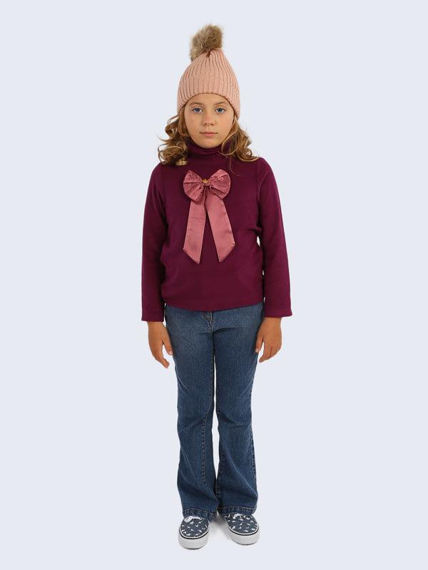 One Friday Purple Full Sleeves Top With Bow - One Friday World