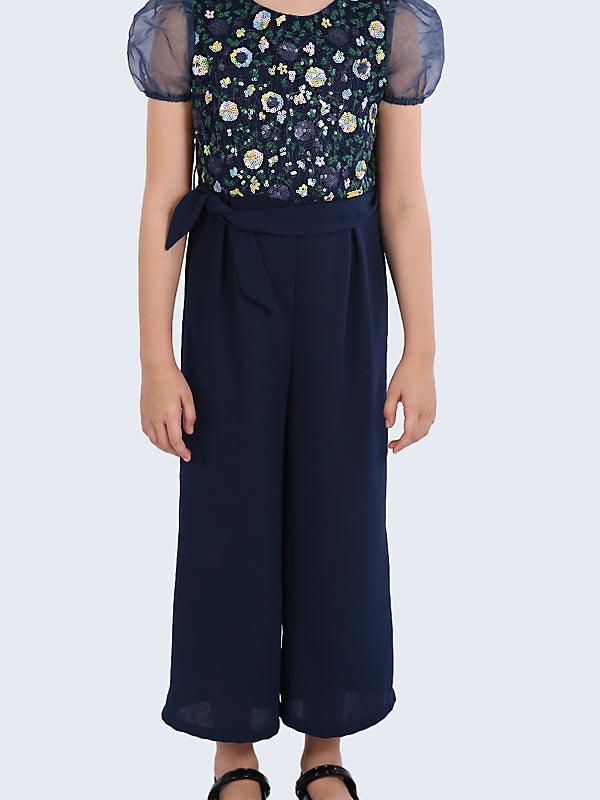 One Friday Navy Blue Half Sleeves Jumpsuit - One Friday World