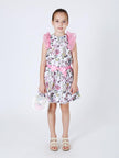 One Friday Kids Girls Floral Printed Skirt With Pink Bow - One Friday World