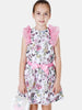 One Friday Kids Girls Floral Printed Skirt With Pink Bow - One Friday World