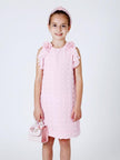 One Friday Pink Sleeveless Self Design Dress - One Friday World