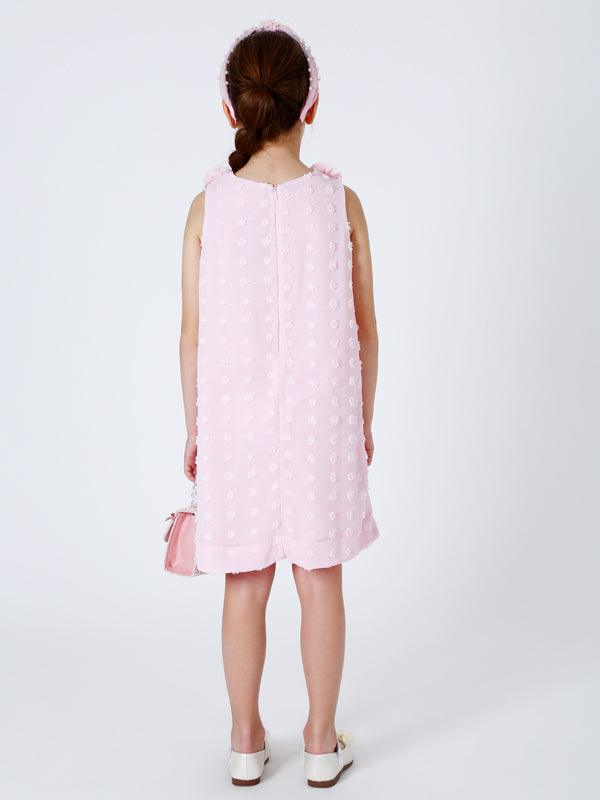 One Friday Pink Sleeveless Self Design Dress - One Friday World