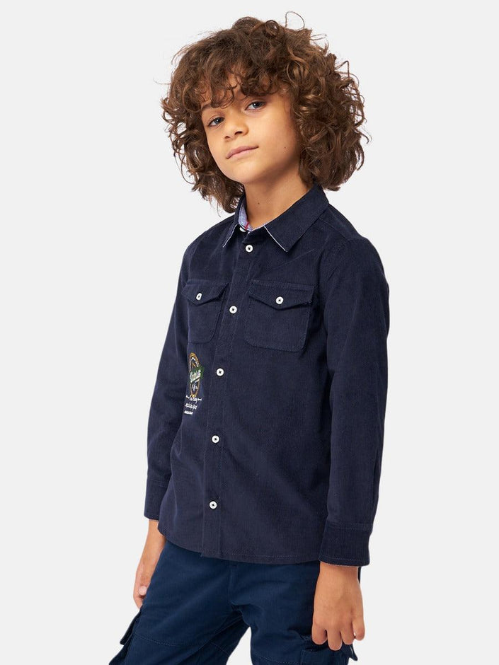 One Friday Navy Blue Corduroy Shirt - One Friday World