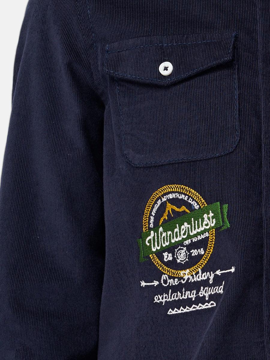 One Friday Navy Blue Corduroy Shirt - One Friday World