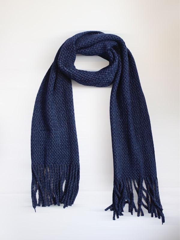 One Friday Navy Blue Solid Muffler - One Friday World