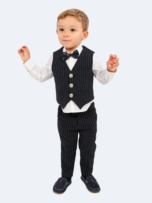 One Friday Black Infant Striped Waist Coat - One Friday World