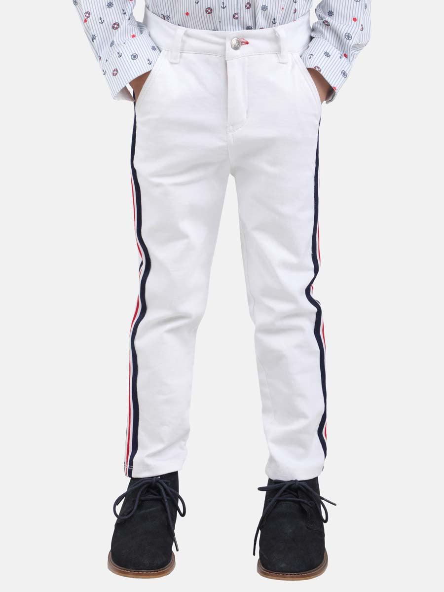 One Friday White Solid Trouser - One Friday World